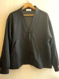 チャイナ カーディガン ワッフル ブラック