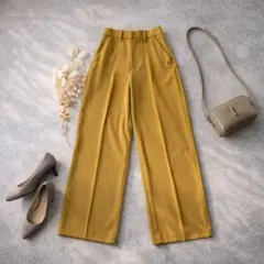 N52 グレイル ワイドパンツ スラックス XS 美脚 マスタード ストレッチ