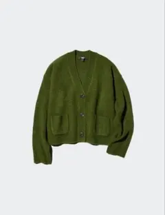 【美品】スフレヤーンショートカーディガン OLIVE Mサイズ