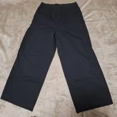 【無印良品】チノ　タック　ワイドパンツ ブラック Lサイズ　ストレート