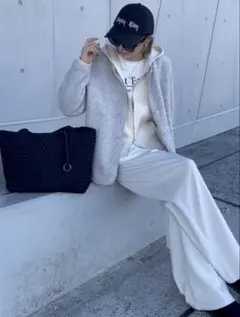 UNIQLO ボアフリースリラックスカーディガン グレー L