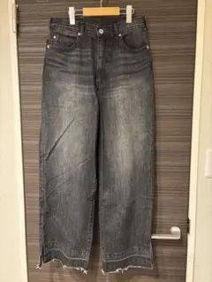 DU JOUR グレー ワイドレッグデニムパンツ