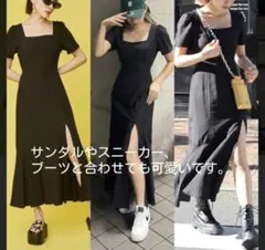 EVRIS バックオープンロングワンピース ブラックのサムネイル