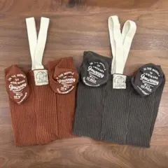 【2点セット】　リブ編み　ストラップ付き　ベビータイツ　85センチ