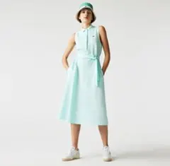 【美品】LACOSTE ラコステ ベルトデザイン ポロワンピース L ミント
