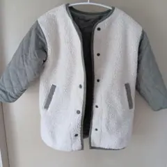 110cm リバーシブル中綿コート アイボリー・グレー⋆✦