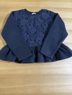 裏起毛ブラックレーストリム トレーナー130cm