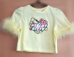 Hello Kitty♥ ファー付き 半袖Tシャツ イエロー 140♥半袖♥