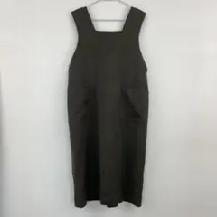 d'ussé M ウエスト調節可 ポケット付き カーキ ワンピース