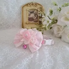 ジューンブライド(ベビーピンク小花柄)わんちゃん猫ちゃん用首輪