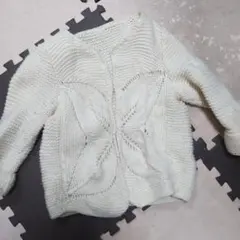 アイボリー レース編み カーディガン 長袖