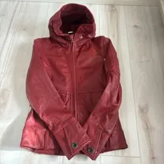 AVIREX ライダースパーカー　レザージャケット 赤　レディース　羊革