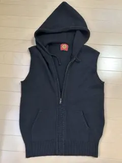 さ*ら様 黒 フード付きニットベスト フルジップ