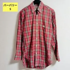 Burberrys(バーバリー)赤,レッドチェック長袖シャツ.37S