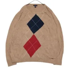 ハ*チ様 トミーヒルフィガー アーガイル ニット セーター ビスコース r70