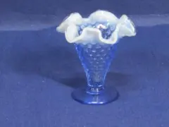 フェントン アンティーク オパールセント ブルー 花瓶 フリル - メルカリ