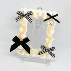 トレカケースデコホイップデコB8 y2k ガーリー 白 オレンジ 赤 黒リボン