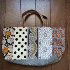 パッチワークデザイン　ミニトートバッグ バッグインバッグ　ソレイアード