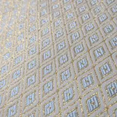 ＊はぎれ＊ひし形　ゴールド　ライトブルー　ジャガード　生地 60×140cm
