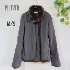 【PLUVIA】ファージャケット/ブルゾン/ファーコート　軽量　フロントボタン