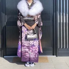 振袖フルセット　正絹　上品　成人式　手書き友禅　振袖　155〜165センチ