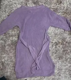 NINE パープル リブニット 長袖　ワンピース