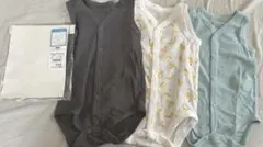 新品未使用 ベビー肌着 70 ノースリーブ 前開きロンパース 3枚セット 西松屋