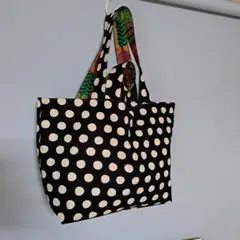 水玉×アフリカン　アジアン　エスニック　2WAYリバーシブルデカトート