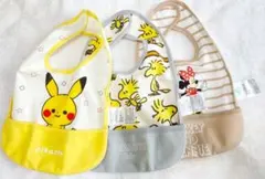 【新品】スタイ 3枚セット ピカチュウ／PEANUTS／ミキーちゃん