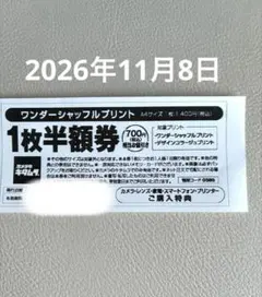 カメラのキタムラ ワンダーシャッフルプリント 1枚半額券