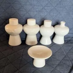 白い陶器製 神具セット　５点