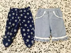 女の子 ハーフパンツ 2枚セット 花柄 レース 80 90