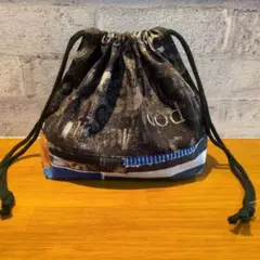 切替お弁当袋☆デニム風英字柄☆ハンドメイド