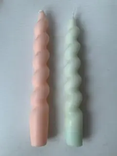 パステル ツイスト キャンドル 2本セット ピンク グリーン インテリア 韓国