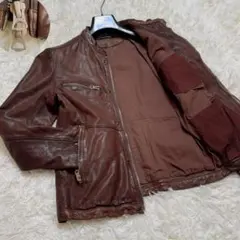 ナノユニバース レザージャケット ビンテージ加工 TALONジップ