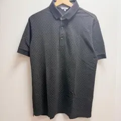 【UNIQLO】ユニクロ メンズ 半袖 ポロシャツ ドット柄 総柄 黒