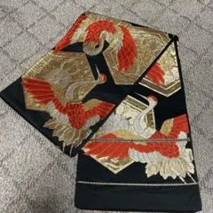 高級 正絹 袋帯 礼装 フォーマル 洒落帯 金彩 鶴