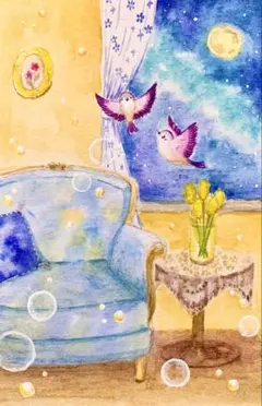 水彩風景画 花と木のある家　値段は※900円です 水彩風景画 アリウムギガンチウムと家 値段は※900円です - メルカリ