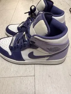 美品Nike Air Jordan 1 Mid 紫×白×黒 スニーカー25cm - メルカリ