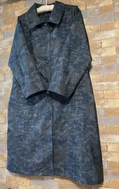 イ*ダ様 着物リメイク／紬/渋めゆったりサイズ/WPコート/ステンカラー／茶蝶貝