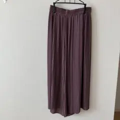 パープル プリーツ ワイドパンツ