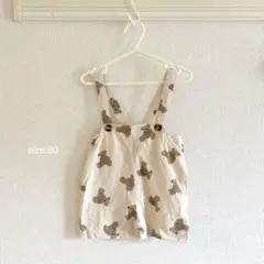 クマ柄コットンオーバーオール サイズ80