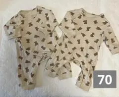 長袖クマ柄ロンパース2枚セット双子用70cm