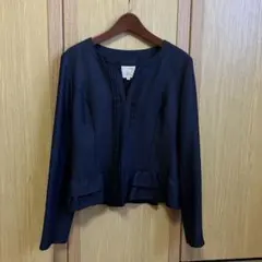 ナチュラルビューティー　ジャケット　裾フリル　紺色　40