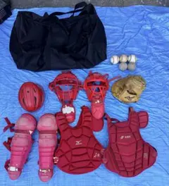 キャッチャー用品セット 赤 SSK Mizuno