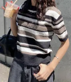 ボーダー　半袖ニット