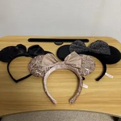ディズニー カチューシャ 3点セット ミニー スパンコール ラインストーン