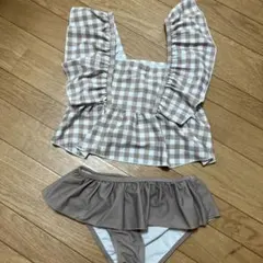 女の子向けチェック柄セパレート水着