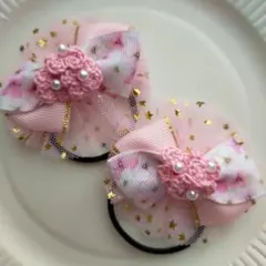 208✾︎ ハンドメイド ヘアゴム2個セット 22㎜くるみボタン リバティ