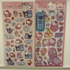【正規品】 キティ　サンリオ　平成はっぴーフォン　ラメ樹脂もりシール